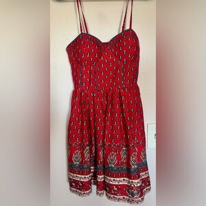 Band of Gypsies Red and Teal Patterned Dress